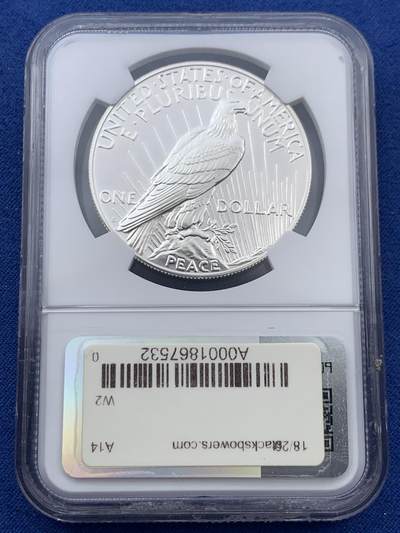 《竞宝斋》第410场 周日，周一，2场连拍 （全场包邮） NGC PF70UC 美国2023年和平银元反向精制1美元纪念银币，PROOF反向精制币，高浮雕设计，币面清爽干净又漂亮，打制精美，状态一流，冠军分。
