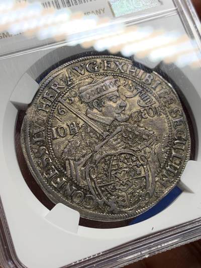 《竞宝斋》第410场 周日，周一，2场连拍 （全场包邮） NGC UNC 德国 1630 萨克森 1/2泰勒银币 所见该品种打制最好的一枚