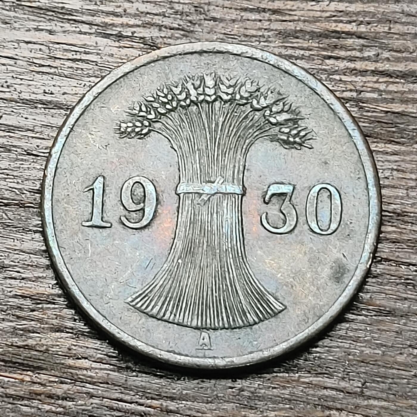 【铜匠收藏】★第130场★散币场，无佣金，30包邮。不满30元，支付5元运费。《接受代拍 代送NGC评级》 魏玛 1930年 1芬尼 A版