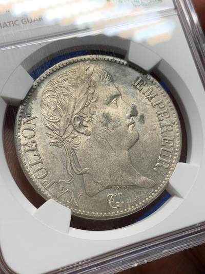 《竞宝斋》第410场 周日，周一，2场连拍 （全场包邮） NGC UNC 法国 1811W版 拿破仑一世 5法郎银币 版别 状态镀很好 建议处理下尝试再评级