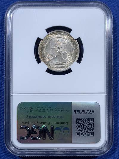 《竞宝斋》第410场 周日，周一，2场连拍 （全场包邮） NGC MS64 圣马力诺1937年女神半身像5里拉银币