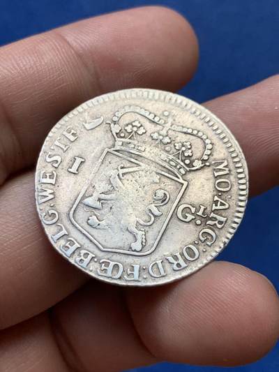 《竞宝斋》第410场 周日，周一，2场连拍 （全场包邮） 尼德兰共和国1762荷兰省站人1盾银币 10.6g 920银