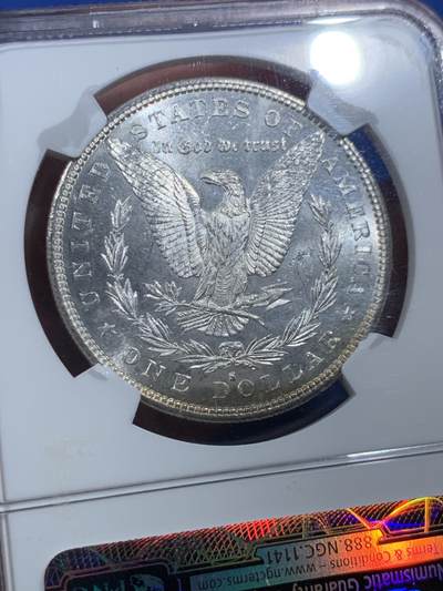 《竞宝斋》第410场 周日，周一，2场连拍 （全场包邮） NGC MS63 美国1882-s摩根 五彩包浆