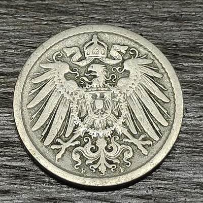 【铜匠收藏】★第130场★散币场，无佣金，30包邮。不满30元，支付5元运费。《接受代拍 代送NGC评级》 - 德国 1890年 F厂 长翅 5芬尼 镍币