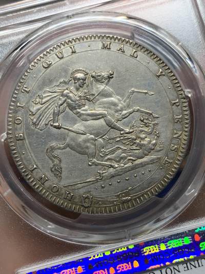 《竞宝斋》第410场 周日，周一，2场连拍 （全场包邮） PCGS AUD 英国1820乔治三世马剑大银币 见特写图