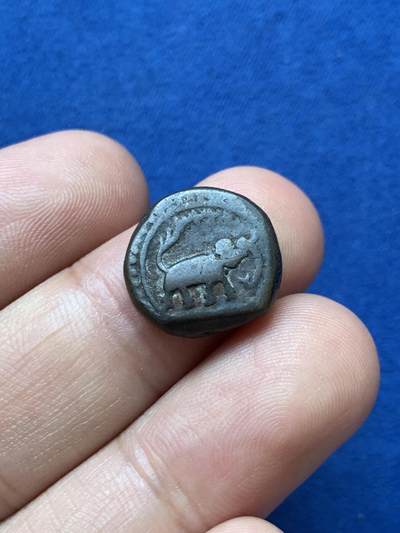 《竞宝斋》第410场 周日，周一，2场连拍 （全场包邮） 打制币三枚 少见品种（公元18-19世纪杜兰尼王朝狮子大铜币，公元2-3世纪印度帕提亚四德拉克马大铜币，古印度迈索尔王国大象铜币）