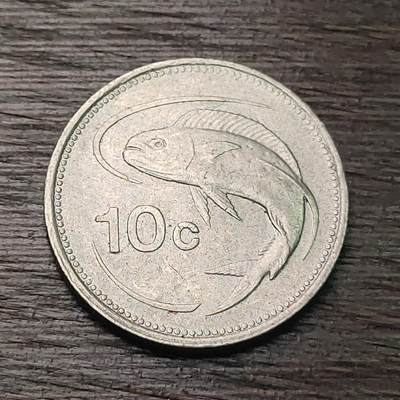 【铜匠收藏】★第130场★散币场，无佣金，30包邮。不满30元，支付5元运费。《接受代拍 代送NGC评级》 - 马耳他 1991年 10分 镍币 蓝普卡鱼