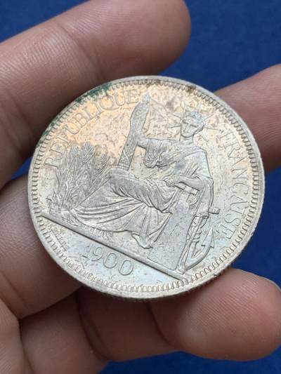 《竞宝斋》第410场 周日，周一，2场连拍 （全场包邮） 法属印支1900年坐洋1皮亚斯特银币