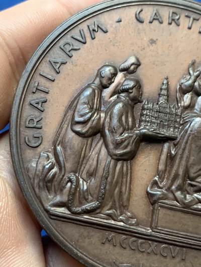 《竞宝斋》第410场 周日，周一，2场连拍 （全场包邮） 意大利帕维亚纪念大铜章 94.5克 61.5mm