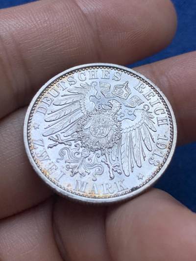 《竞宝斋》第410场 周日，周一，2场连拍 （全场包邮） 德国 1913年 普鲁士威廉二世军装2马克