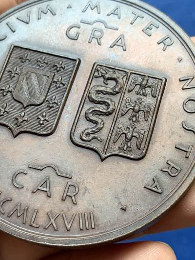 《竞宝斋》第410场 周日，周一，2场连拍 （全场包邮） 意大利帕维亚纪念大铜章 94.5克 61.5mm