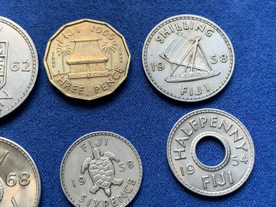 《竞宝斋》第410场 周日，周一，2场连拍 （全场包邮） 六枚一组 英属斐济1953-1968年伊丽莎白二世