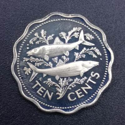 【淘币小摊】实时拍第七百一十六拍  散币场  满百包邮可预留二周 每周一统一发货   - 巴哈马1975年10分精制镍币