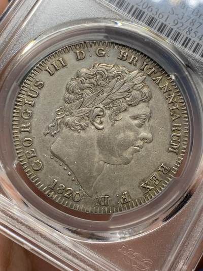 《竞宝斋》第410场 周日，周一，2场连拍 （全场包邮） PCGS AUD 英国1820乔治三世马剑大银币 见特写图