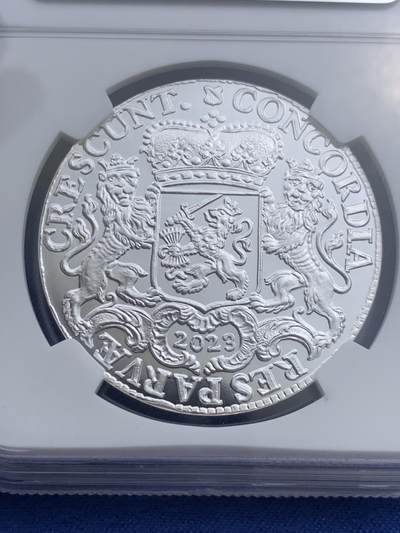 《竞宝斋》第410场 周日，周一，2场连拍 （全场包邮） NGC PF70UC 荷兰2023年乌特勒支1盎司乌特勒支马剑杜卡特复刻银币（荷兰皇家造币厂官方重铸，盒证齐全，发行量仅200枚 冠军分品相）