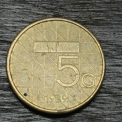 【铜匠收藏】★第130场★散币场，无佣金，30包邮。不满30元，支付5元运费。《接受代拍 代送NGC评级》 - 1989年 荷兰 5盾 铜币