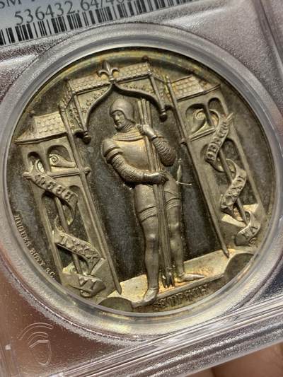《竞宝斋》第410场 周日，周一，2场连拍 （全场包邮） PCGS SP64 瑞士1886年森帕赫战役600周年纪念大银章 高浮雕 类镜面底板 淡黄油包浆 加厚盒