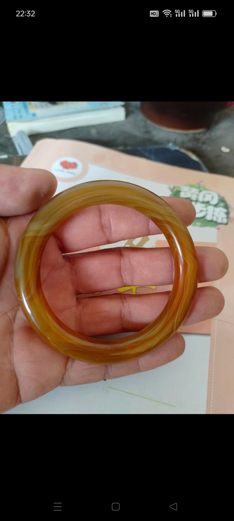 清代玛瑙老手镯，纹理漂亮，完整无损，保老保真。