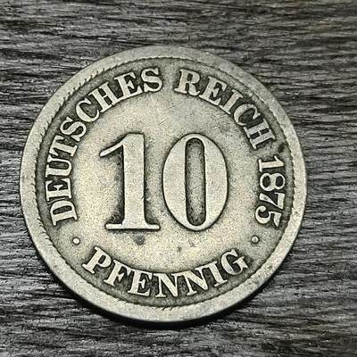 【铜匠收藏】★第130场★散币场，无佣金，30包邮。不满30元，支付5元运费。《接受代拍 代送NGC评级》 - 德国 1875年 短翅鹰 10芬尼 镍币 J厂 德意志第二帝国硬币