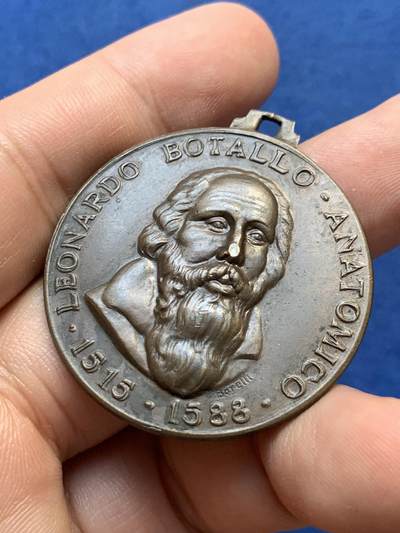 《竞宝斋》第410场 周日，周一，2场连拍 （全场包邮） 文艺复兴时期解剖学大师-莱昂纳多·博塔洛纪念章，1954年都灵医学外科会议， 22.1克，39.3mm。