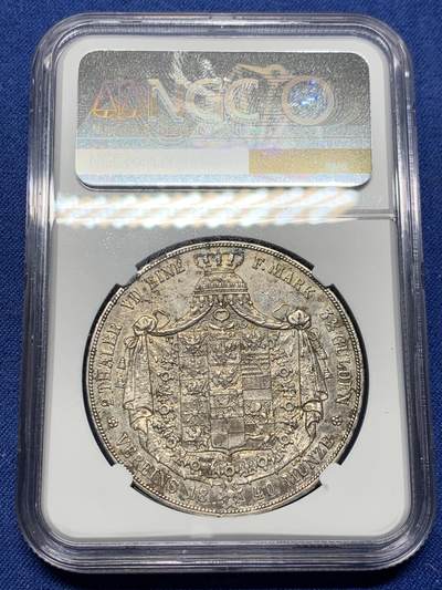 《竞宝斋》第410场 周日，周一，2场连拍 （全场包邮） NGC AUD 德国普鲁士 1840年 窗帘2泰勒 37克大银币
