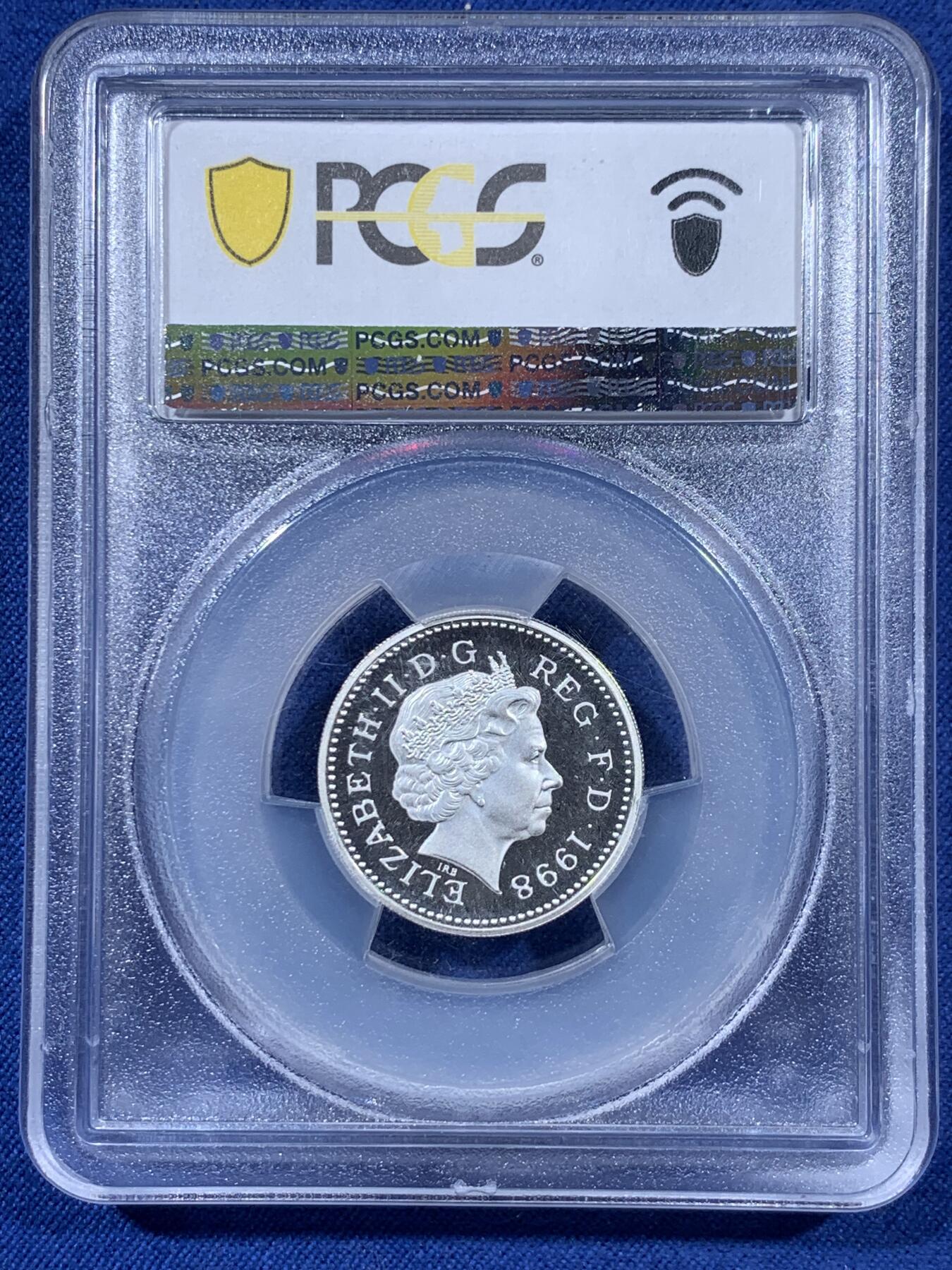 《竞宝斋》第410场 周日，周一，2场连拍 （全场包邮） PCGS PR68DCAM 英国1998加厚1英镑银币19g925银 发行量仅7894枚 加厚盒封装pc亚军分