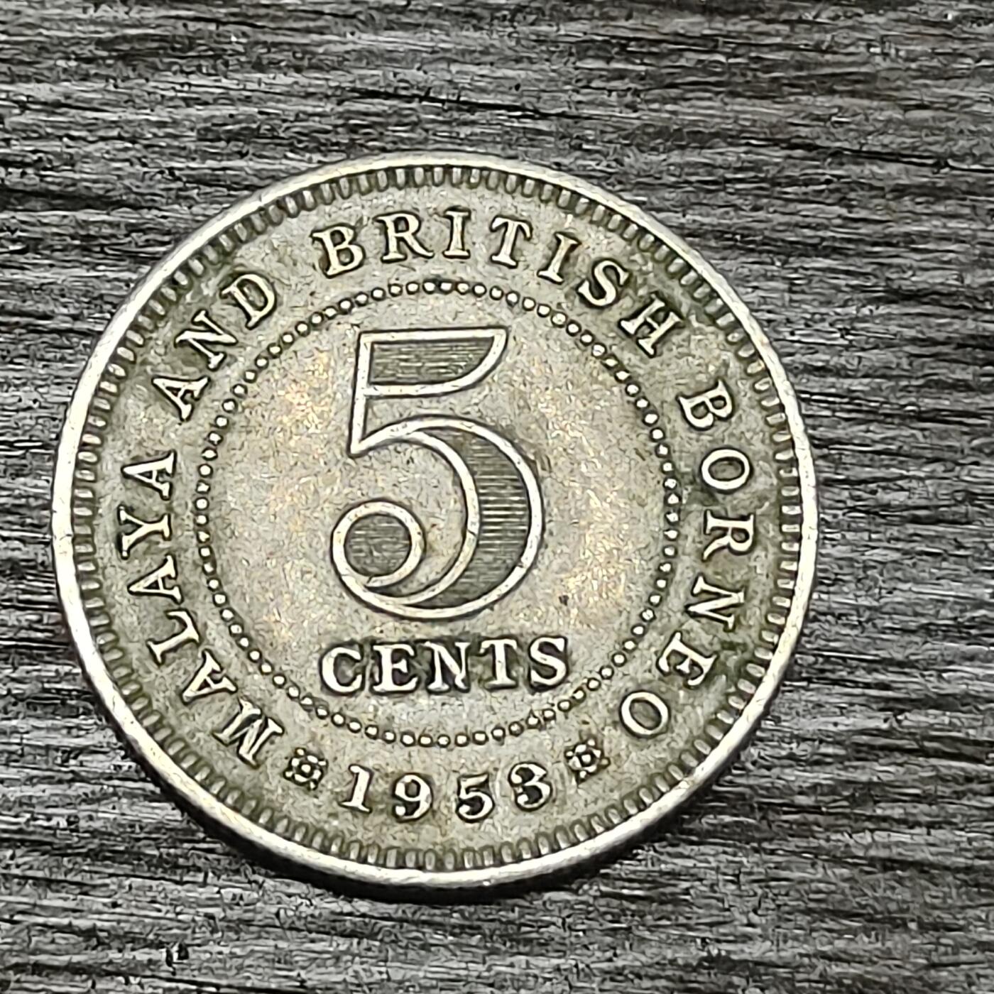 【铜匠收藏】★第130场★散币场，无佣金，30包邮。不满30元，支付5元运费。《接受代拍 代送NGC评级》 马来亚和英属婆罗洲 1953年 5分 铜镍币 伊丽莎白二世