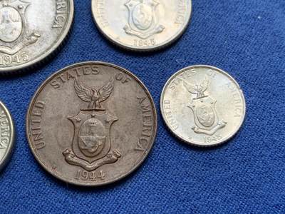 《竞宝斋》第410场 周日，周一，2场连拍 （全场包邮） 五枚一组 美属菲律宾1937-1945年 含3枚银币