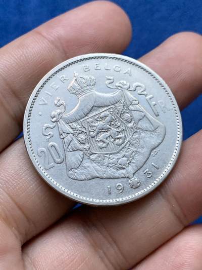 《竞宝斋》第410场 周日，周一，2场连拍 （全场包邮） 比利时1931年20法郎大镍币，最早年份的克朗大镍币，稀见品种