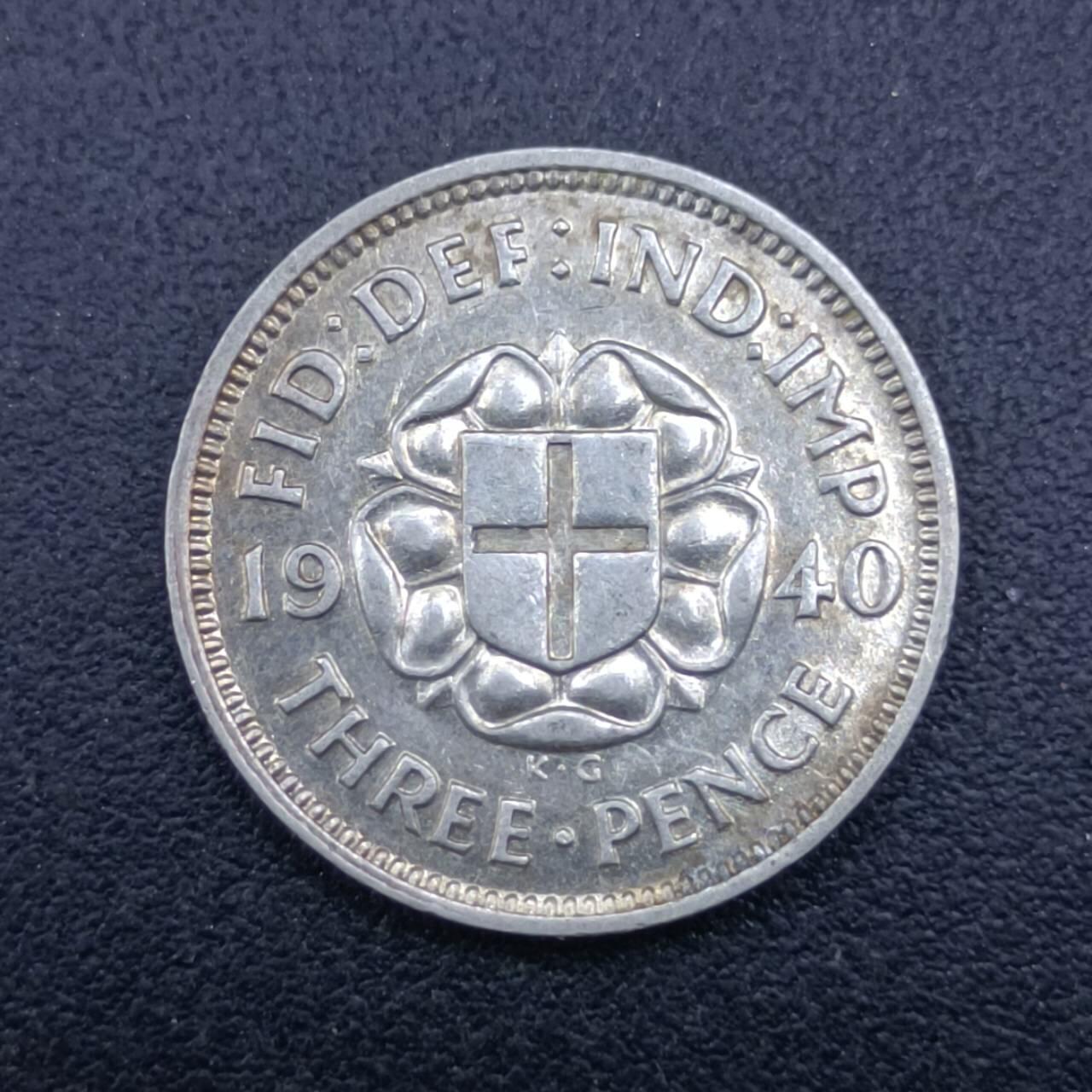 【淘币小摊】实时拍第七百一十六拍  散币场  满百包邮可预留二周 每周一统一发货   英国1940年乔治六世3便士银币