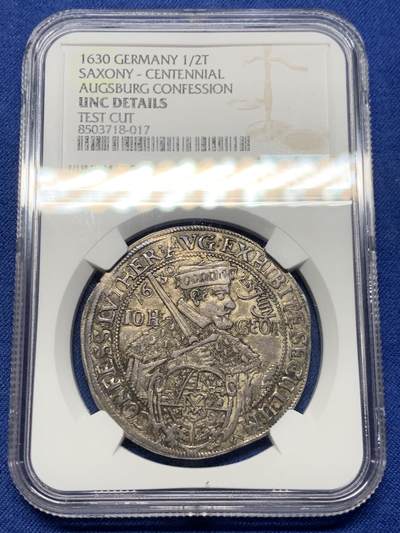 《竞宝斋》第410场 周日，周一，2场连拍 （全场包邮） - NGC UNC 德国 1630 萨克森 1/2泰勒银币 所见该品种打制最好的一枚