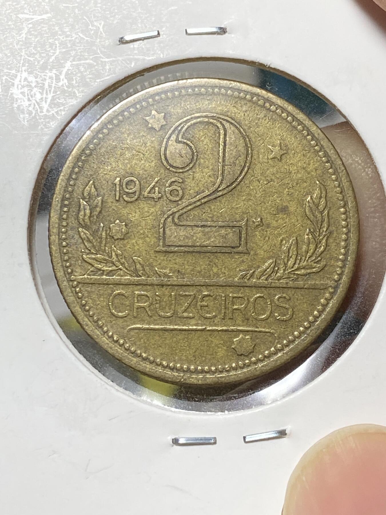 2025年第八十一场(总第一百零七场）外国好品散币(免佣金) 巴西🇧🇷1946年2克鲁塞罗(1942–1965套币第一版)