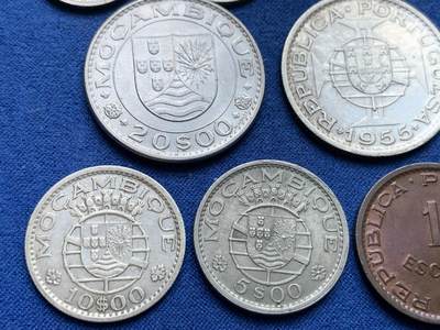 《竞宝斋》第410场 周日，周一，2场连拍 （全场包邮） 13枚一组 葡属莫桑比克1952-1974年 含3枚银币