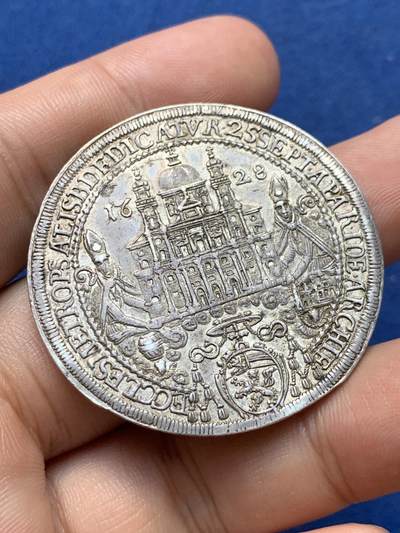 《竞宝斋》第410场 周日，周一，2场连拍 （全场包邮） 奥地利1628年 萨尔茨堡大教堂落成纪念泰勒大银币 28.8克 细节见图