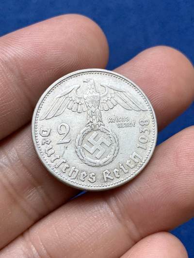 《竞宝斋》第410场 周日，周一，2场连拍 （全场包邮） 德国1938年兴登堡2马克银币