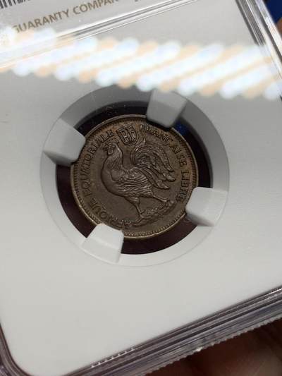 《竞宝斋》第410场 周日，周一，2场连拍 （全场包邮） NGC MS62BN 法属赤道非洲 1943年 50分红铜币