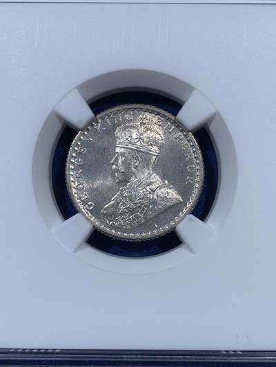 《竞宝斋》第410场 周日，周一，2场连拍 （全场包邮） NGC MS64 1936 印度1/4卢比银币 两面转光 64已经是非常不错的分数了 可藏