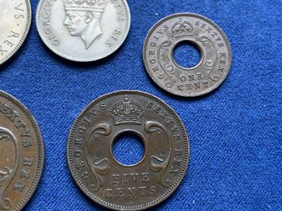 《竞宝斋》第410场 周日，周一，2场连拍 （全场包邮） 五枚一组 英属东非1949-1952年乔治六世