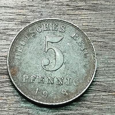【铜匠收藏】★第130场★散币场，无佣金，30包邮。不满30元，支付5元运费。《接受代拍 代送NGC评级》 - 德国 1918年 5芬尼 铁币 A厂 德意志第二帝国长翅鹰