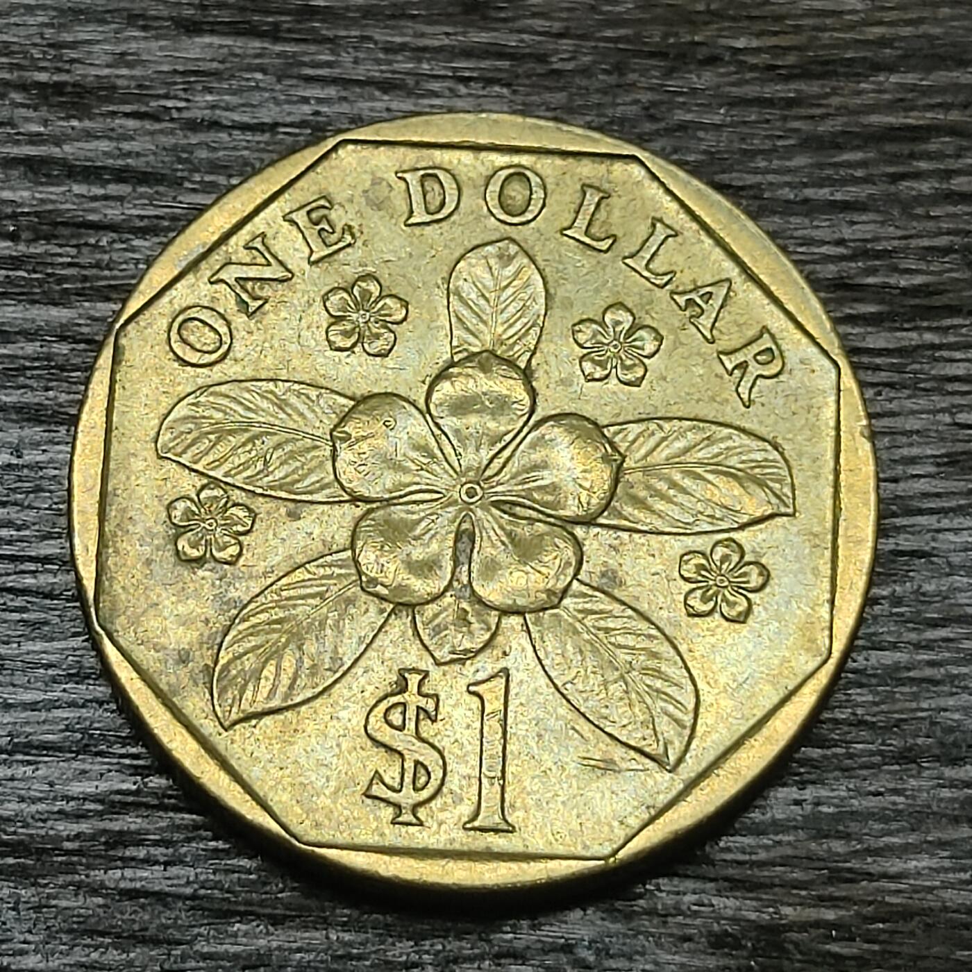 【铜匠收藏】★第130场★散币场，无佣金，30包邮。不满30元，支付5元运费。《接受代拍 代送NGC评级》 新加坡 1990年 1元 铝青铜币 胡姬花