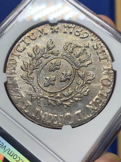 《竞宝斋》第410场 周日，周一，2场连拍 （全场包邮） NGC AU58 法国 1789年L 大革命年份路易十六埃居大银币，老色浆带彩