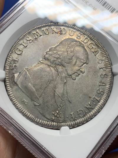 《竞宝斋》第410场 周日，周一，2场连拍 （全场包邮） NGC MS62 神圣罗马帝国 1760年 萨尔茨堡主教区 泰勒大银币 底板光洁 高点也保存的非常好