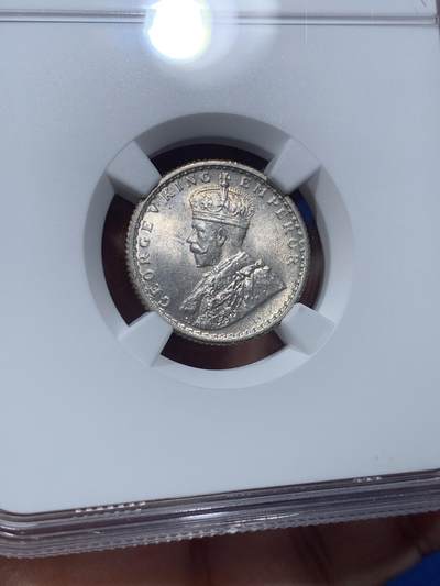 《竞宝斋》第410场 周日，周一，2场连拍 （全场包邮） NGC MS64 1936 印度1/4卢比银币 两面转光 64已经是非常不错的分数了 可藏