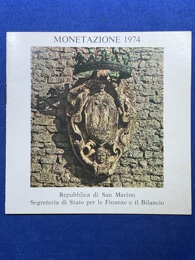 《竞宝斋》第410场 周日，周一，2场连拍 （全场包邮） 原盒证书 圣马力诺1974年8枚封装套币 其中最大一枚是500里拉银币