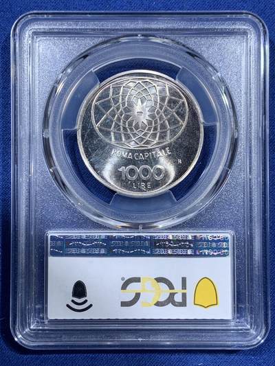 《竞宝斋》第410场 周日，周一，2场连拍 （全场包邮） PCGS MS67 意大利1970年罗马建都百年1000里拉纪念银币，高分