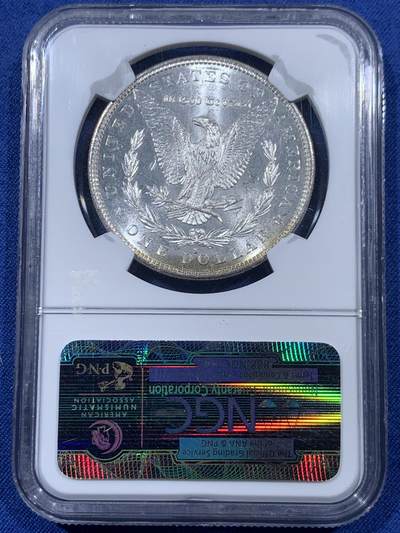 《竞宝斋》第410场 周日，周一，2场连拍 （全场包邮） NGC MS63 美国1882-s摩根 五彩包浆