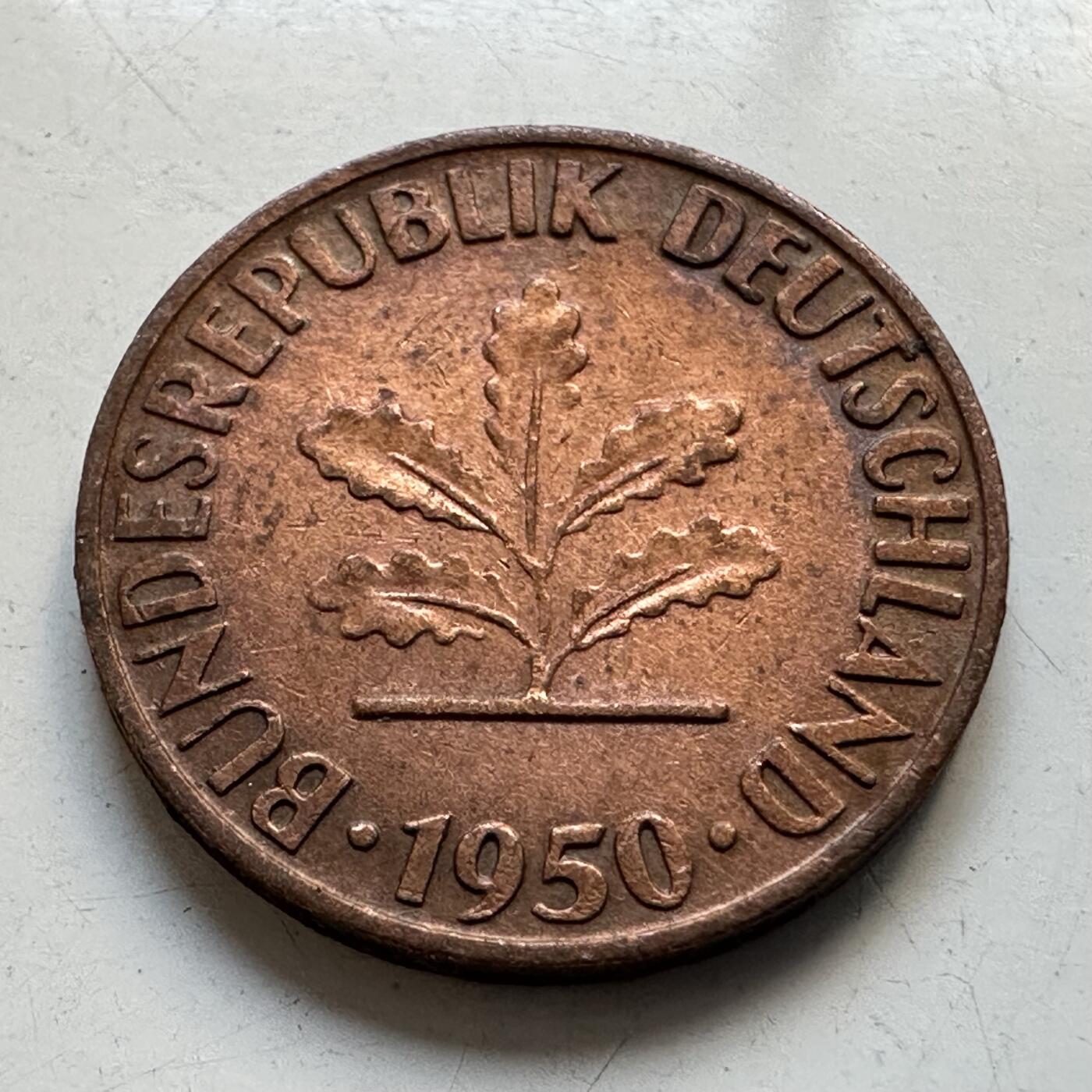 🌹外币初藏🌹🐯2025年第90场 周二无佣金特价场 德国1950年1芬尼