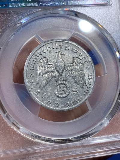 《竞宝斋》第410场 周日，周一，2场连拍 （全场包邮） PCGS MS63 德国1933-45年 帝国冬季援助代用币铝币 品相极佳