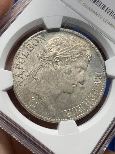 《竞宝斋》第410场 周日，周一，2场连拍 （全场包邮） NGC UNC 法国 1811W版 拿破仑一世 5法郎银币 版别 状态镀很好 建议处理下尝试再评级