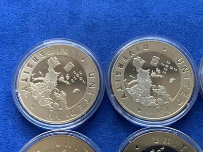 《竞宝斋》第410场 周日，周一，2场连拍 （全场包邮） 六枚一组 庆祝欧元20周年 克朗型纪念章 2022年是欧元之年